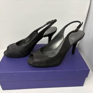 Stuart Weitzman Black Peep Toe Heels